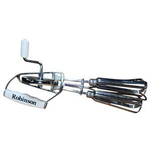 Vintage Robinson Kitchen Stainless Steel Hand Held Mixer Beater Side Handle